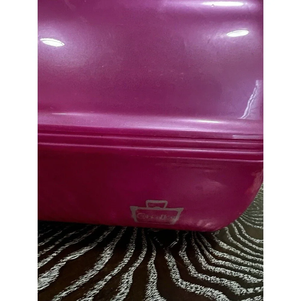 Vintage 90s Caboodles Hot Pink Makeup Case Box Mirrored Tiered Retro Y2K